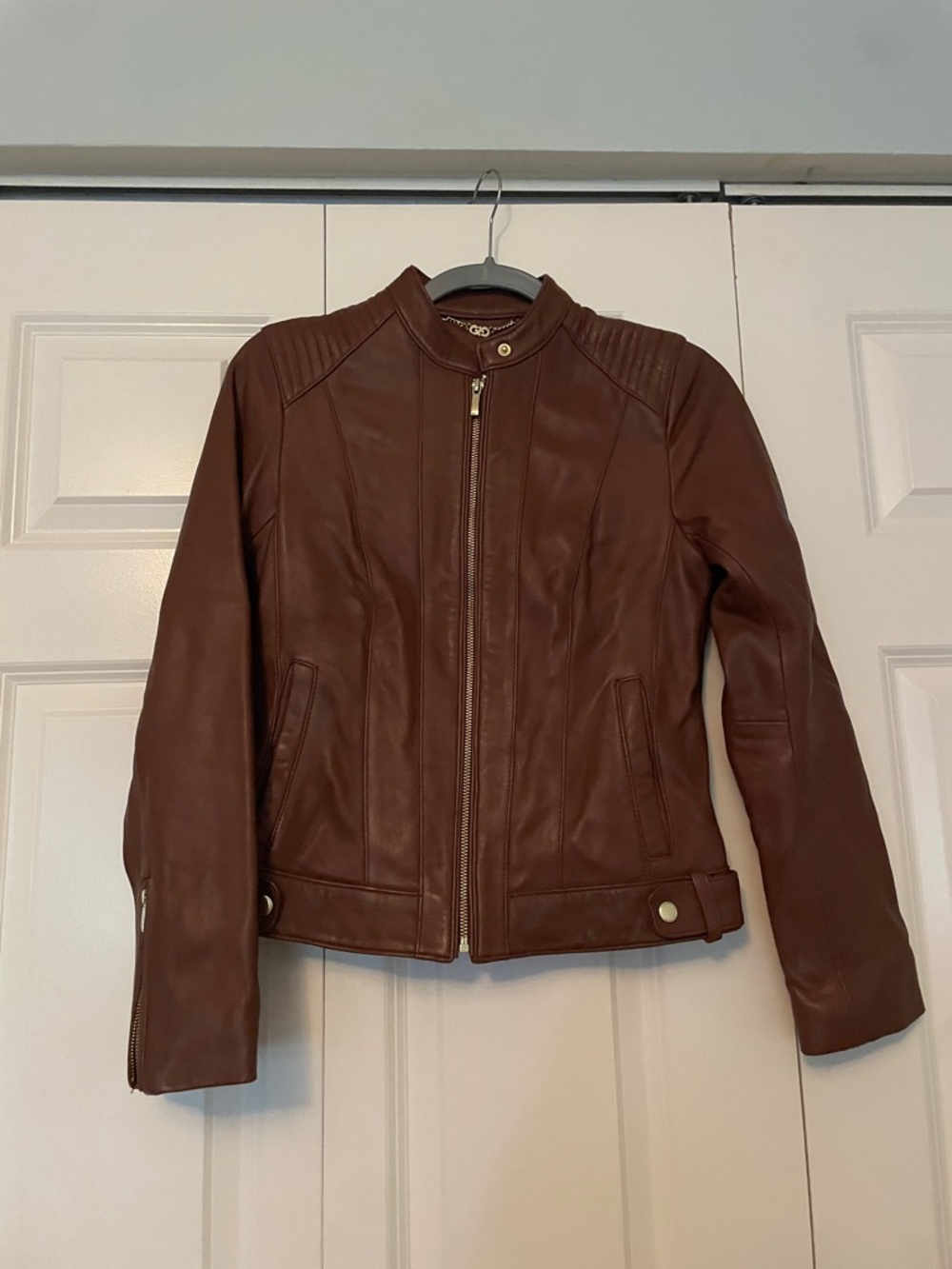 Cole Haan Brown Leather Moto Jacket